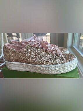 Keds x Kate Spade Pink Glitter Platform Sneakers